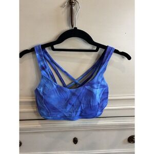 Lululemon Free To Be Tranquil Bra Midnight Tulle Blue Strappy Size 6 W/ Pads